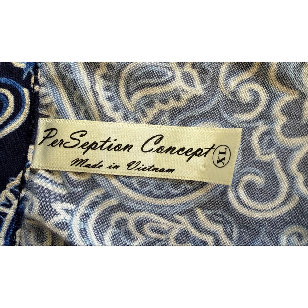 Women's PerSeption Concept Blue White Paisley Dress Xl - Picture 5 of 5